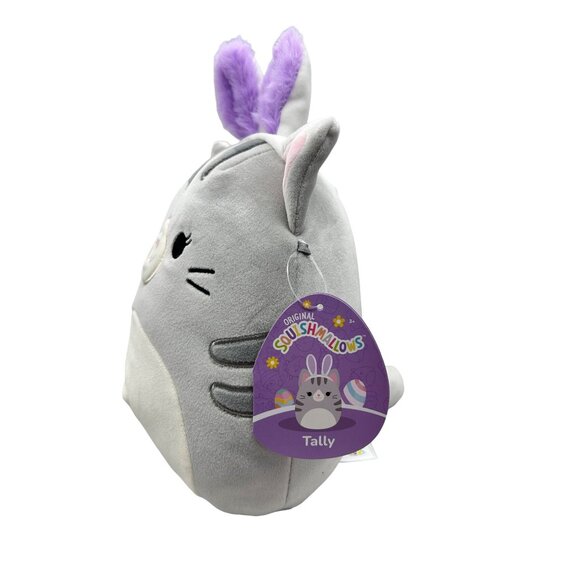 Squishmallows Tally Tabby Cat Purple Rabbit Bunny Ears 8" Plush Easter Toy - Picture 4 of 9